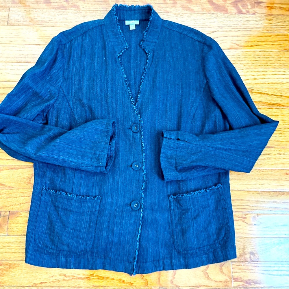 J Jill Frayed Edge Linen Jacket size 16
